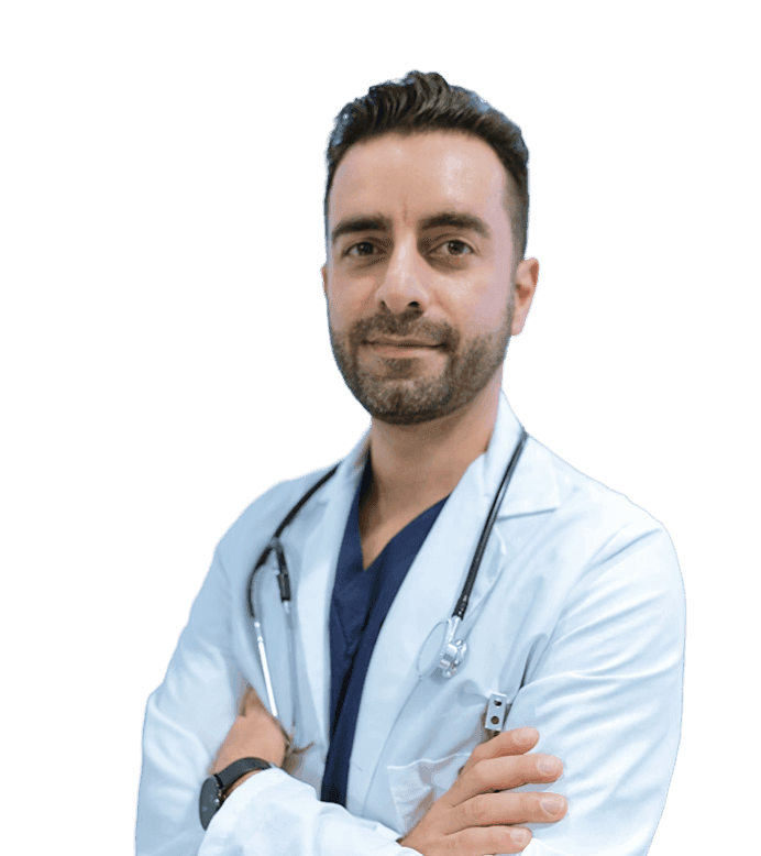 smiling doctor folding hands