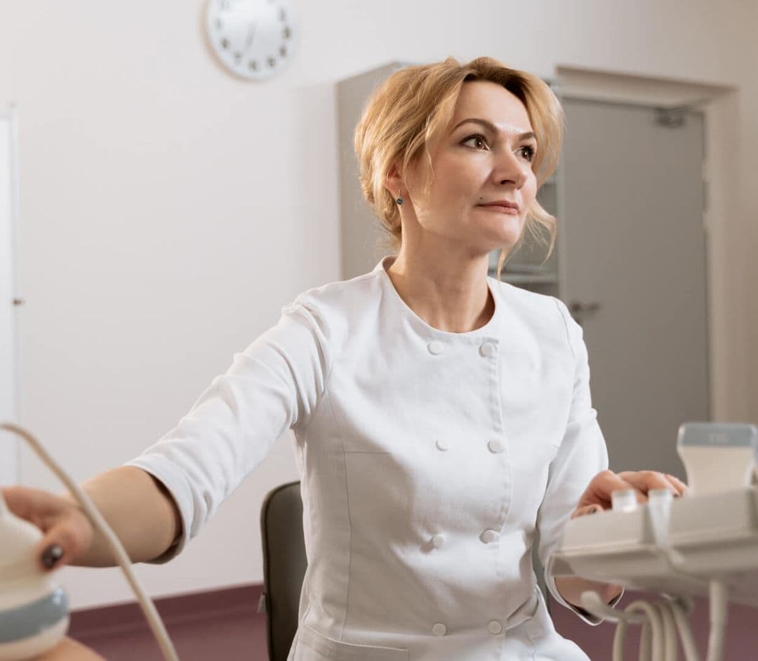 A doctor checking a patient